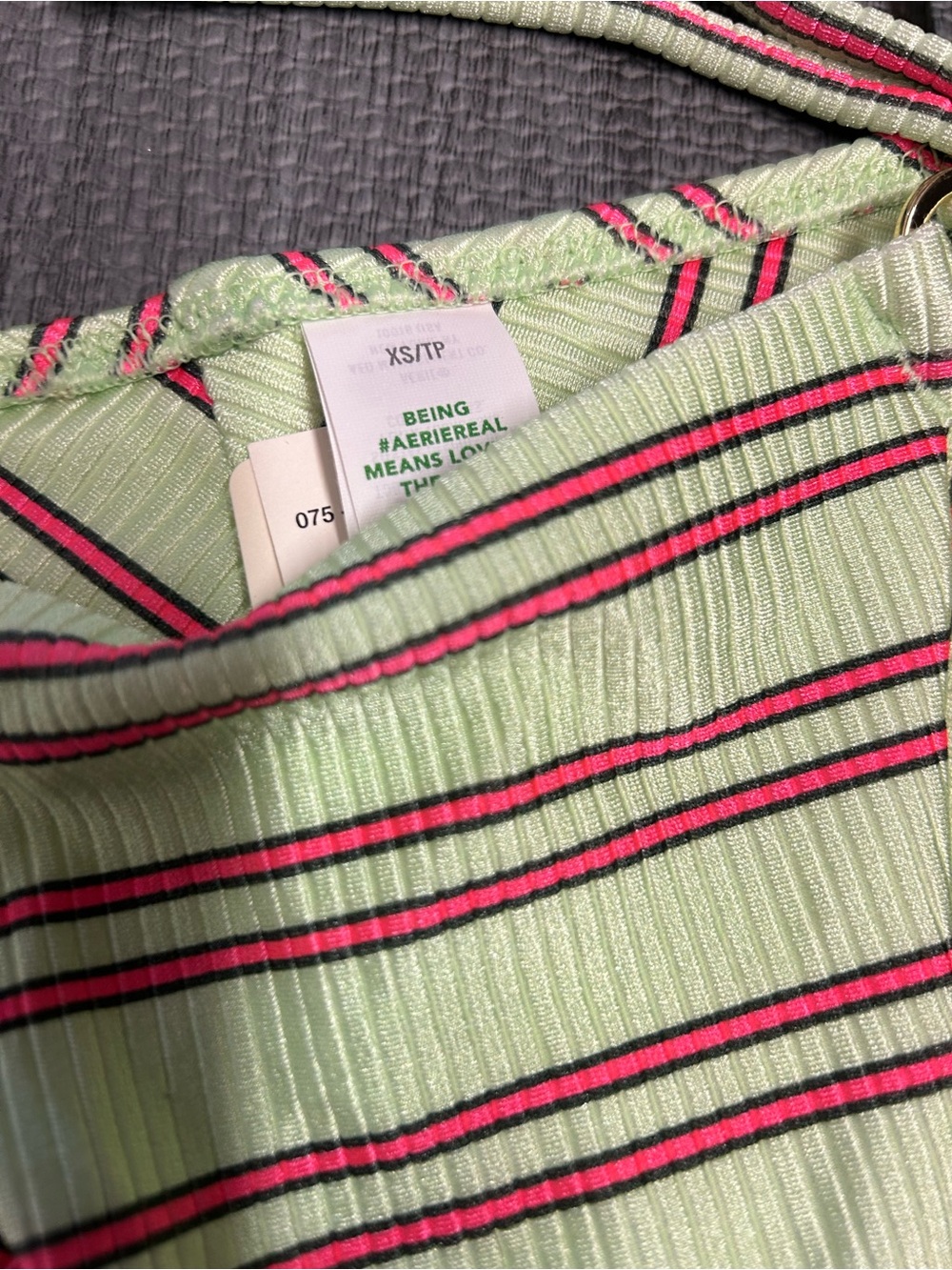 NWT Aerie Striped Triangle Bikini set in Mint Green - Picture 9 of 13